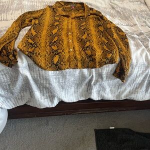 Gold and brown snake ladies blouse button down